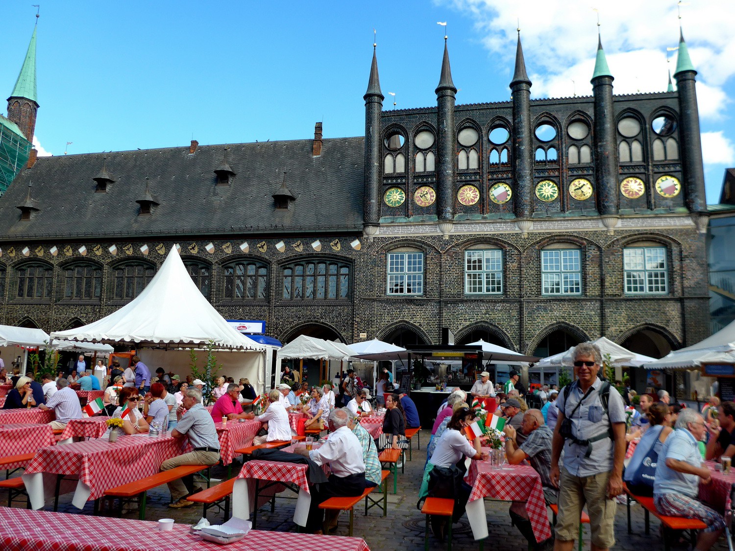 Main square of Lübeck with the backside of its city hall